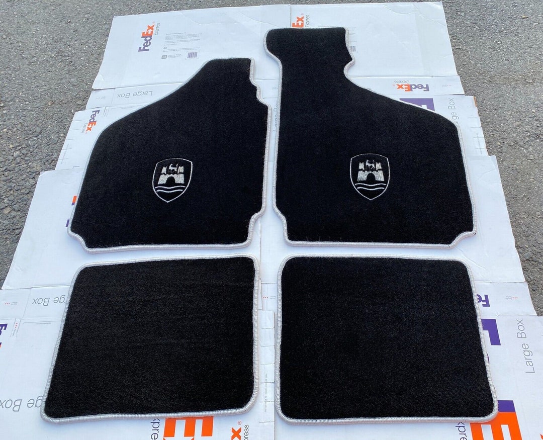 For VW Karmann Ghia Type 1434 Floor Mats Carpet Black Silver Edge 4pcs