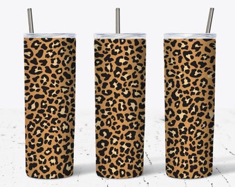 Leopard Becher, 20 Unzen Skinny Becher Sublimation Designs, Gepard Druck, konische Becher Wrap, Boho Becher png, Sublimation Design Herbst