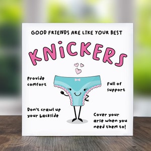 Good Friends Are Like Your Best Knickers: Best Friend Card, Card For Good Friends, Friend Birthday Card