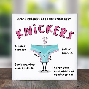 Good Friends Are Like Your Best Knickers: Best Friend Card, Card For Good Friends, Friend Birthday Card