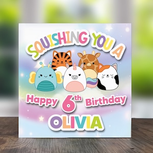 Personalised Birthday Card Girls Squish Birthday Card Cute MarshMallow Daughter Gift Party 5th-6th-7th-8th-9th-10th