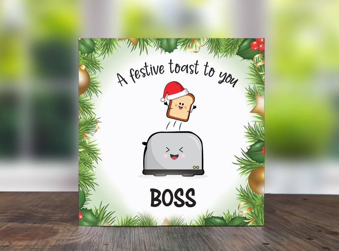 A Festive Toast to You Boss Christmas Card for Boss Funny Etsy UK