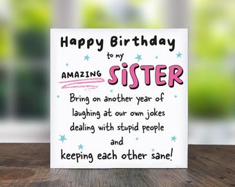Sister Birthday Card Amazing Sister Happy Birthday Funny Bday Card For Her