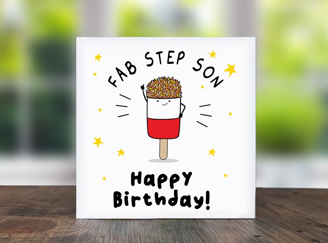 Fab Step Son Happy Birthday: Fab Step Son Birthday Card, Funny Step Son ...