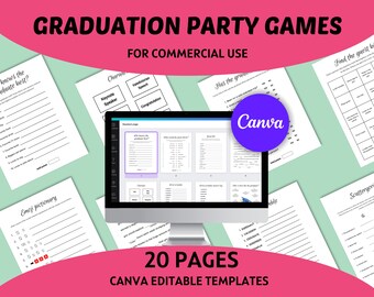 Graduation Party Game Bundle 2022, Commercial Use Canva Templates, Personalized, Printable, Ideas for Family, College, High School, PhD Grad
