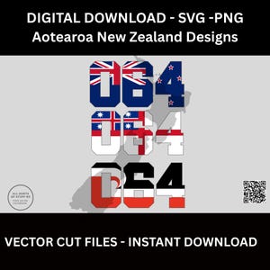 Aotearoa New Zealand Maori Flag Area Code Designs, JPG and PNG print files