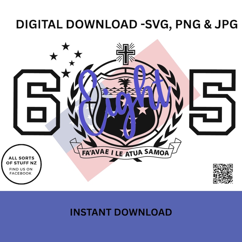 Samoan Shield Coat of Arms and Area Code, SVG, PNG Digital File for Car ...