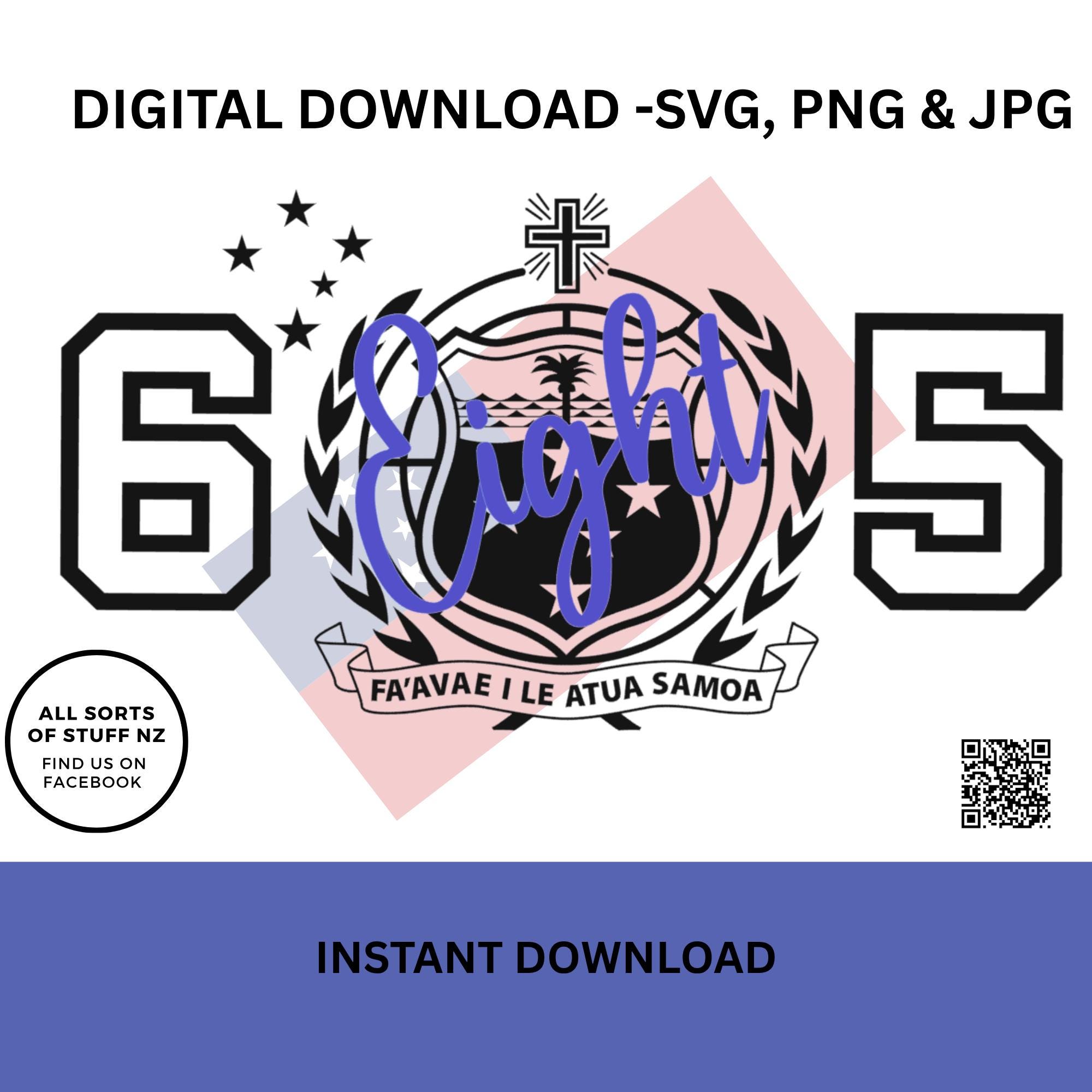Samoan Shield Coat of Arms and Area Code, SVG, PNG Digital File for Car ...