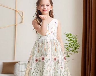 Ivory Floor Length Lace Flower Girl Dresses For Wedding,Flower girls dresses,Lace dress, Flower girl dresses,Custom girl dress