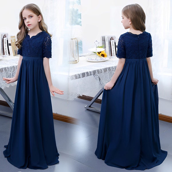 Navy Blue Flower Girl Dress Etsy