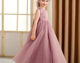 Princess Dress For Girl Elegant Birthday Tulle Girl Dress Wedding Flower Girl Dress Satin Girl Birthday Party Princess Gowns