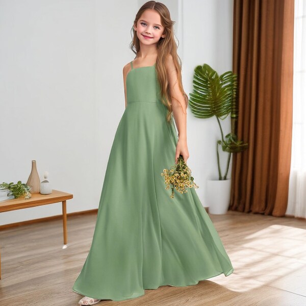 Girl Dress for wedding Princess Girls Dress Junior Bridesmaid Dress Floor Length Chiffon Girl Dress Flower Gown Pageant Dress