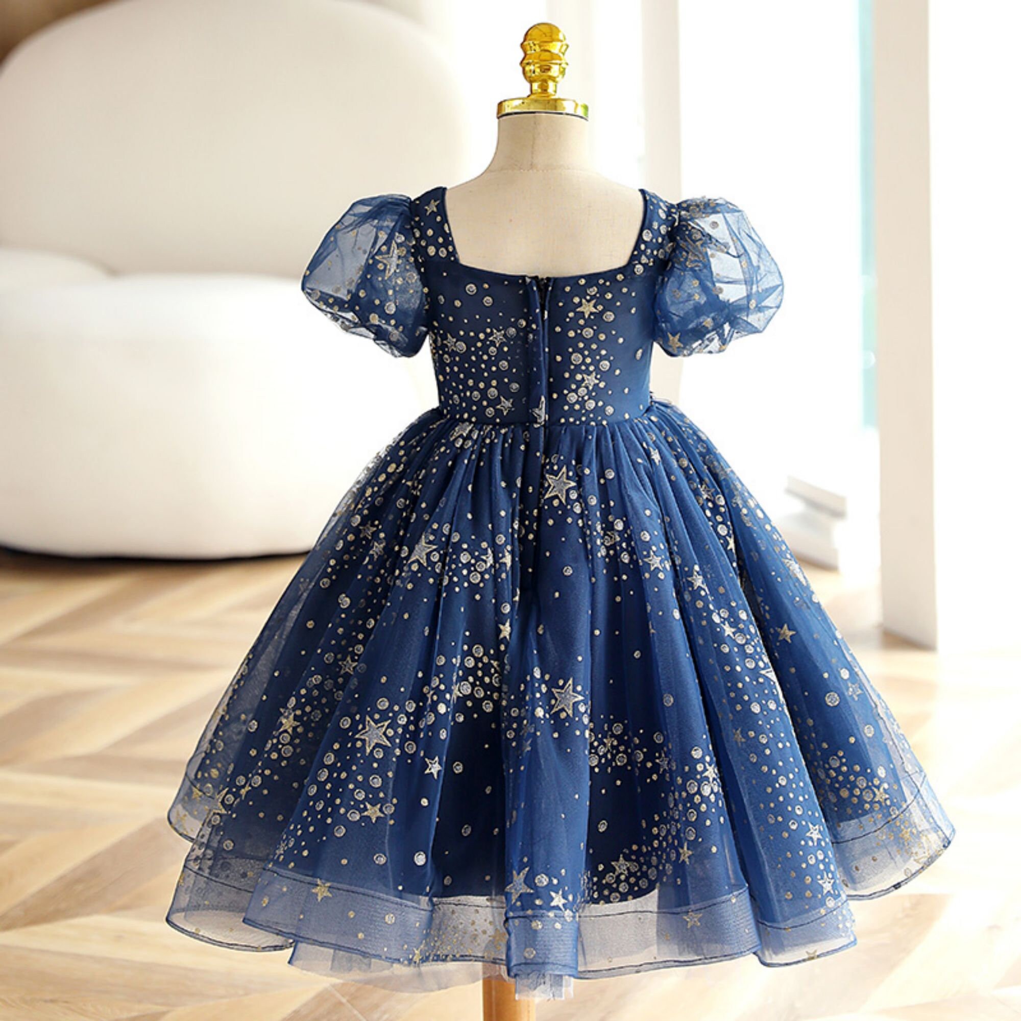 Navy Blue Girls Dress Short Sleeve Princess Dress for Girl - Etsy