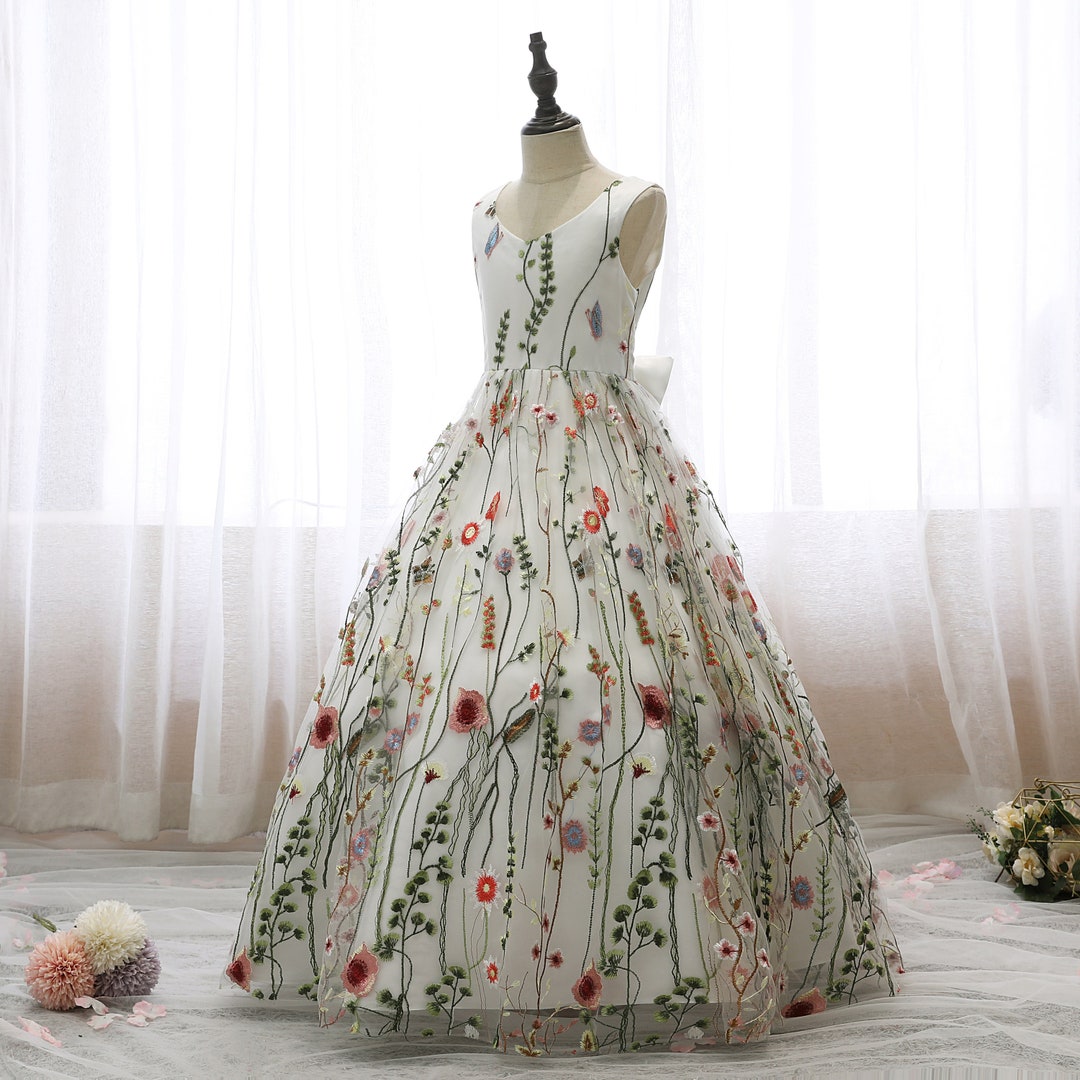 Ivory Floor Length Lace Flower Girl Dresses for Wedding,flower Girls