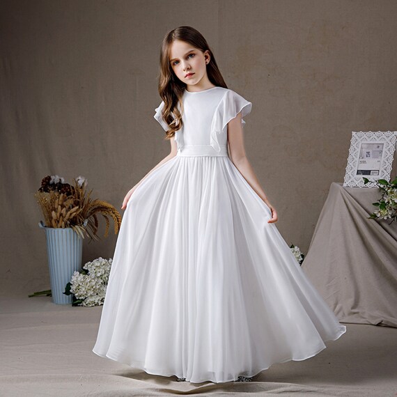 White bridesmaid dresses kids cheap