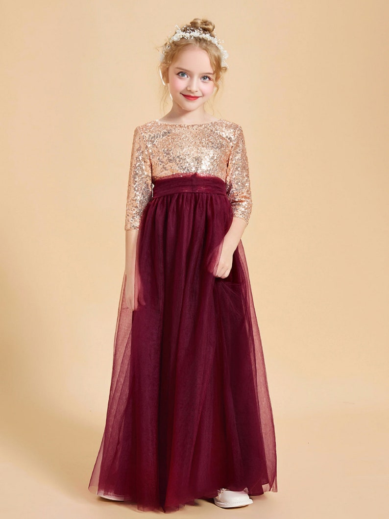 BluNight Cold Shoulder Chiffon Flower Girl Dress With Rhinestone Belt - Hi-Low Hem, Tie Back (Sizes 4-16) 10 thumbnail image