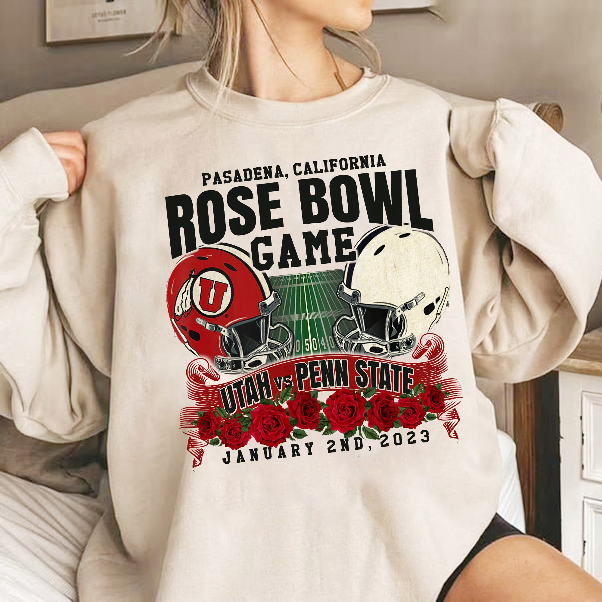 Discover Penn State vs Utah Utes Football 2023 Rose Bowl Sweatshirt, Rose Bowl Game Champs Sweatshirt