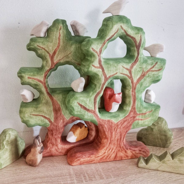 Handmade wooden Bird Tree Wooden toy