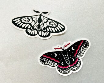 Celestial Moth Transparent Vinyl Sticker | Cecropia Moth Die-Cut Decal | Moth Stickers