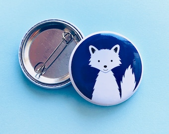 Cute Arctic Fox Button Pin Badge | Cute Arctic Animal | Fox Accessories | Fox Gifts | Small Gift