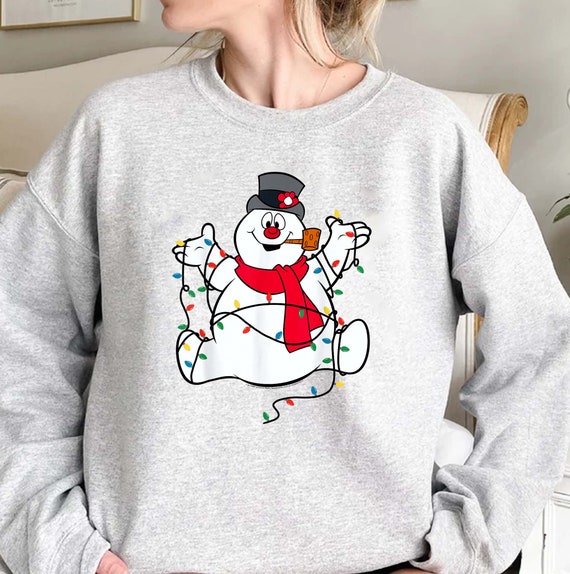 Frosty the Snowman Christmas Lights Portrait Sweatshirt - Etsy