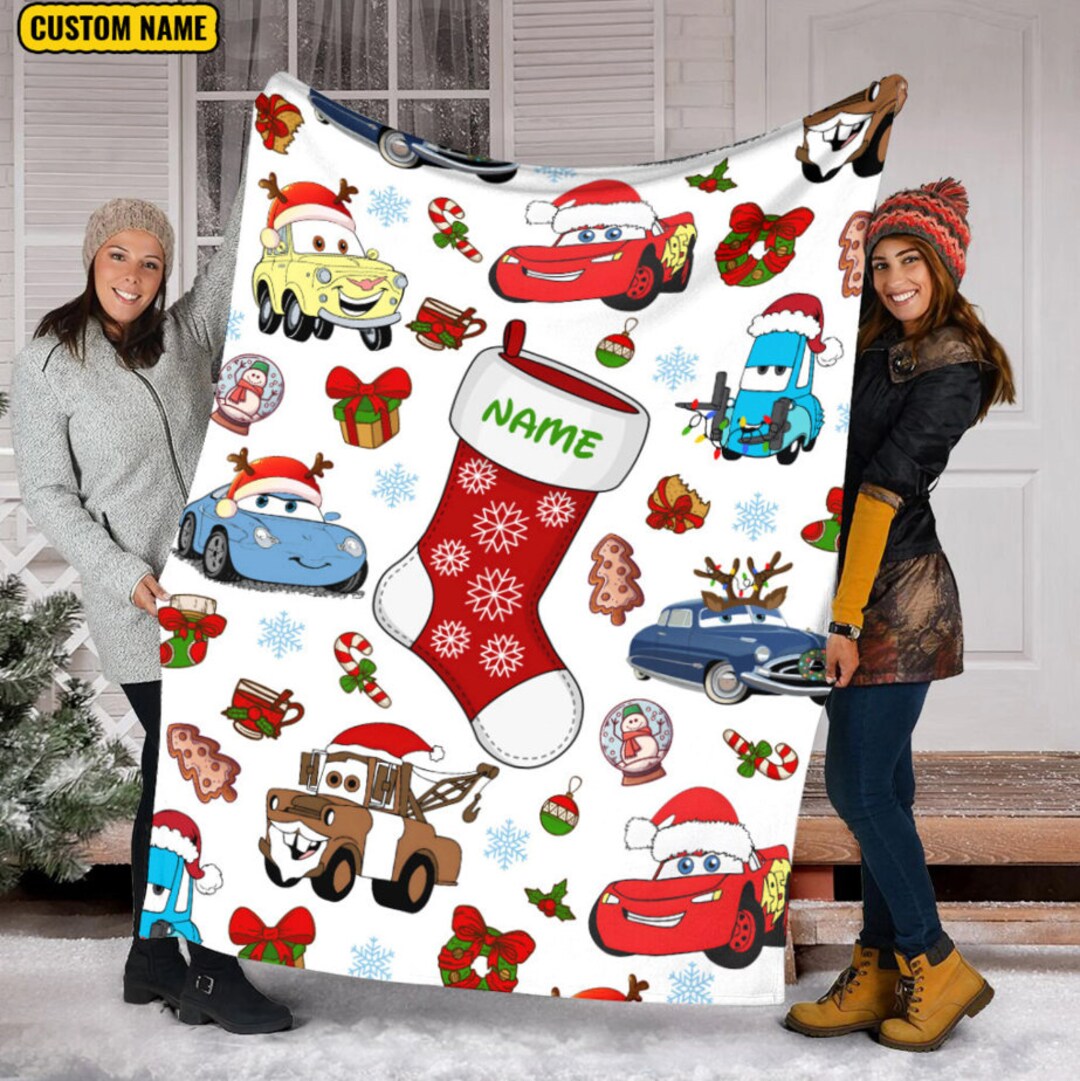 Personalized Cars Christmas Blanket Pixar Cars Blanket Cars Etsy
