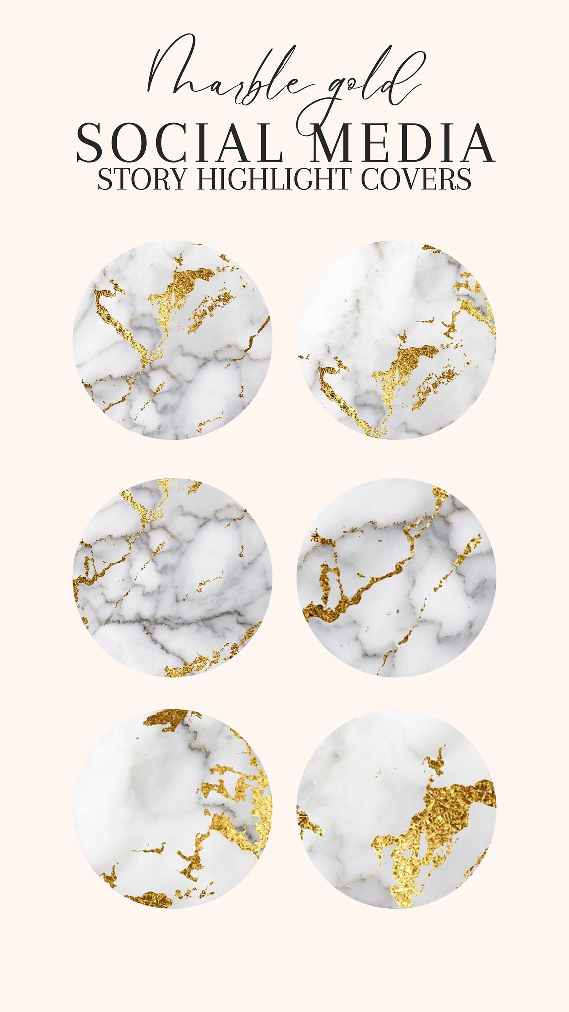 Marble Gold Instagram Highlight Covers Etsy