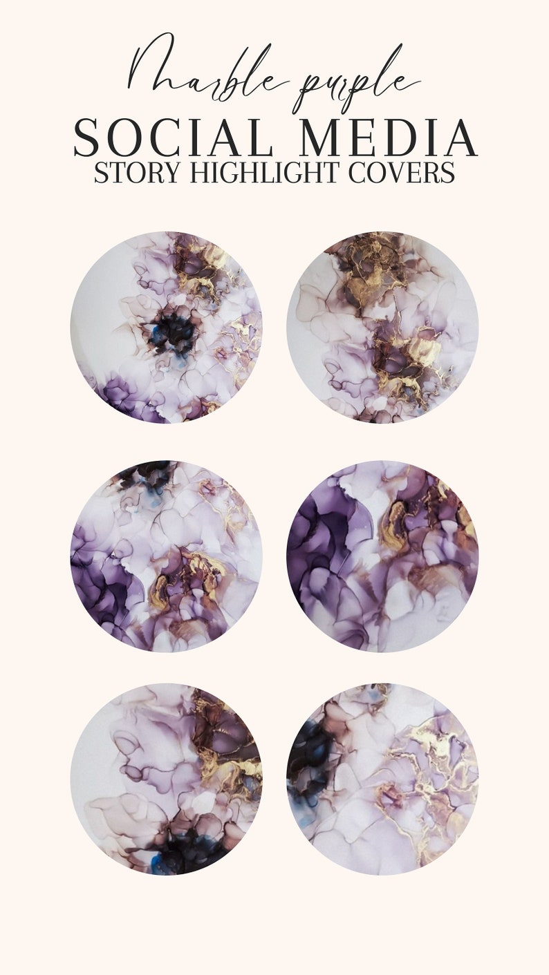 Marble Purple Instagram Highlight Covers - Etsy