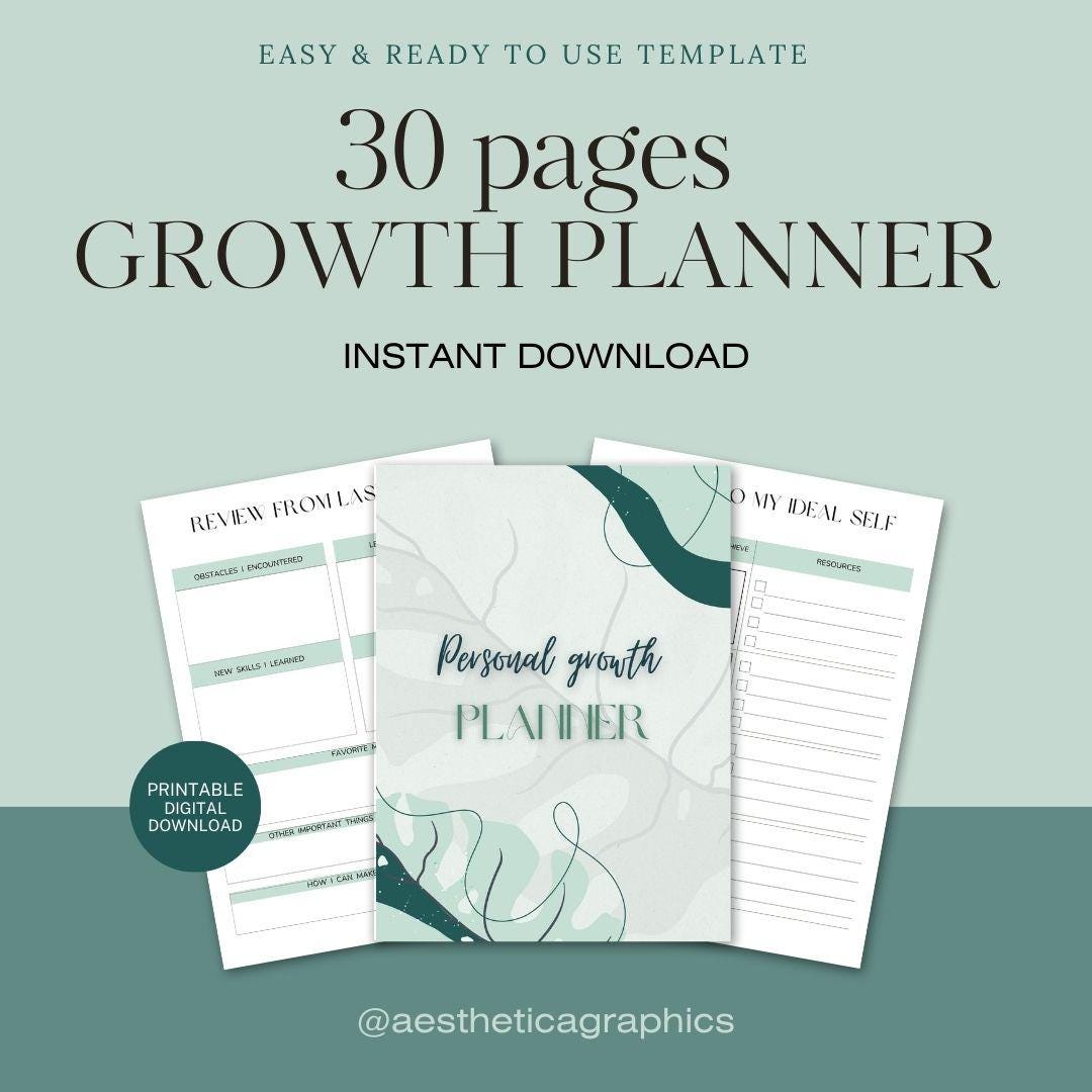 Herbal Personal Growth Planner | Minimalist Printable Wellness Journal ...
