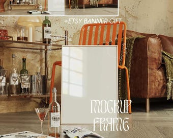 Vertical Frame Mockup: Modern Interior Scene (PSD & JPEG)