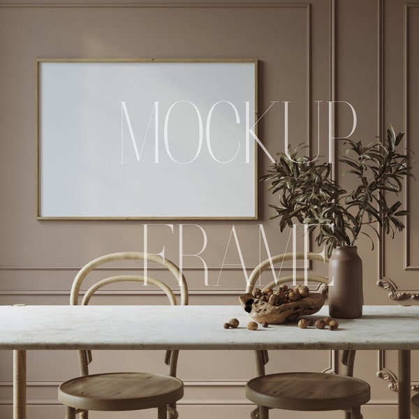 Horizontal Frame Mockup, Frame Mockup Wood, Frame Wallpaper Mockup