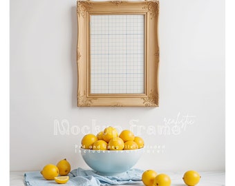 Wooden frame mockup Kitchen Frame Mockup 2x3 Single Mockup Aesthetic Interior Vertical Wood frame mockup light wood DIN A4