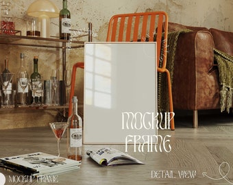 Vertical Frame Mockup: Modern Interior Scene (PSD, JPEG)