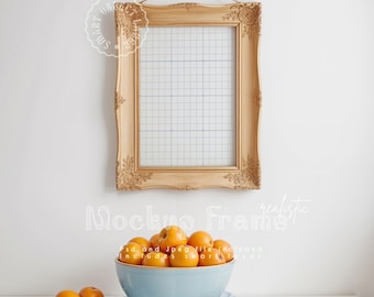Kitchen Frame Mockup Wooden frame mockup 2x3 Single Mockup Aesthetic Interior Vertical Wood frame mockup light wood DIN A4