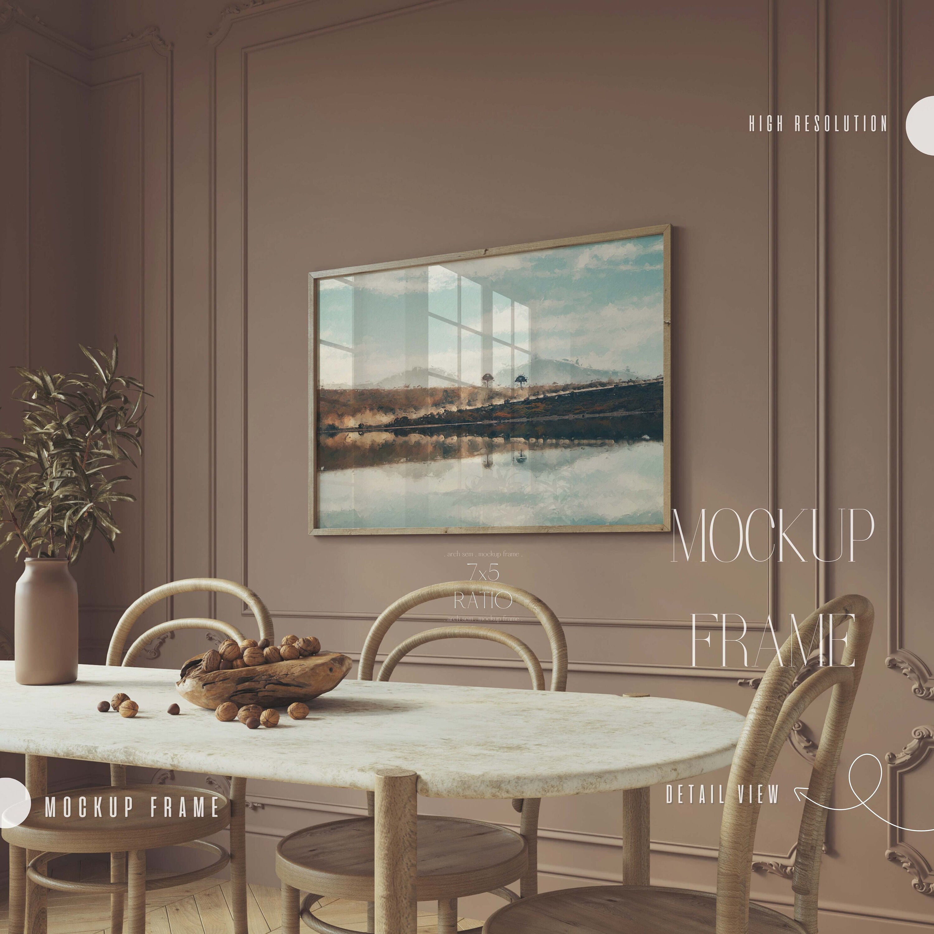 Frame Mockup Light Wood Frame Wallpaper Mockup Horizontal Etsy