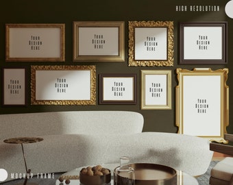 Vintage gouden galerij wandlijstmodel (PSD, JPEG)