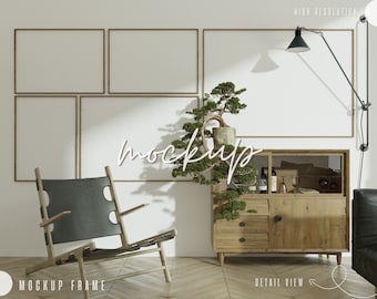 Minimalistyczna galeria ścienna do wnętrz: ramka 5x7 (PSD)