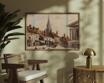 Horizontal Wood Frame Mockup: Landscape Painting (PSD & JPEG)