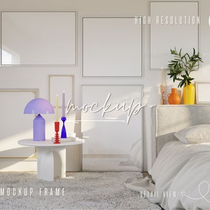 Mockup gallery wall set, Frame mockup bundle, Gallery wall frame mockup, Set of 8 Frame Mockup, Daytime and night, Gallery frame mockup