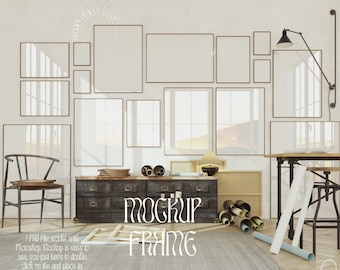 Gallery Wall Frame Mockup: Set of 2 Poster Mockups (PSD & JPEG)