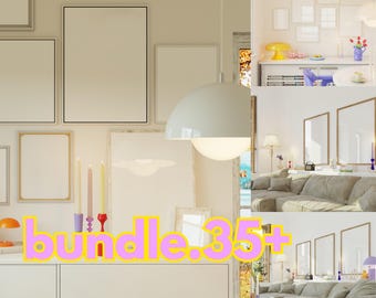 Colorful Poster Frame Mockup Bundle: 3D Rendered (35 PSD & JPEG)