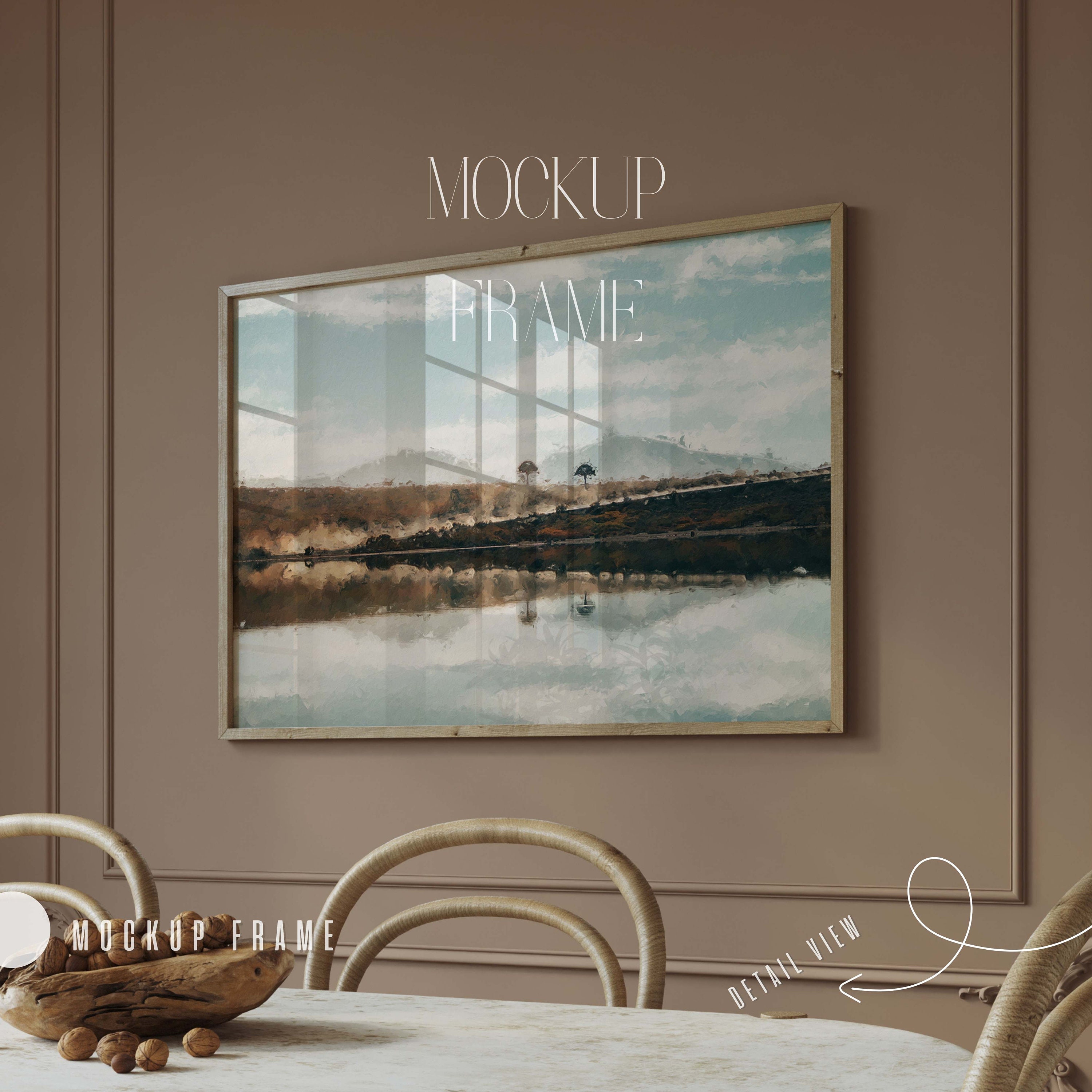 Frame Mockup Light Wood Frame Wallpaper Mockup Horizontal Etsy