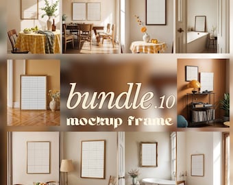Mockup-rampaket, trärammockup, mockup-ramset om 10, rammockup, konstverkmockup, rammockup, konsttryckmockup
