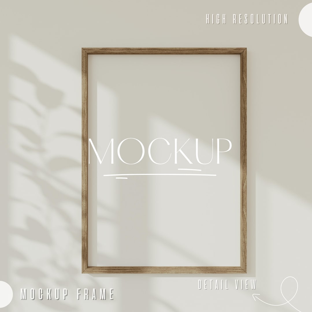 Frame Mockup, Vertical Frame Shadow Overlay, Wood Frame Wallpaper