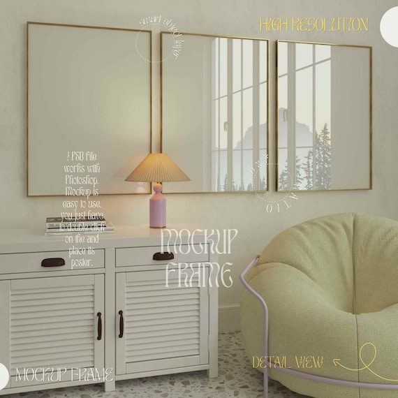Mockup Frame, Set of 3 Frame, Colorful Mockup Frame, Wood Frame Mockup, Frame Mockup, Artwork Mockup, Frame Mock Up, Art Print Mockup