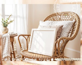 Wood Frame Mockup, Horizontal Frame Mockup, Frame For Poster, Frame Shadow 5x4 ratio, Light Wood Mockup Frame, Digital Frame Mockup