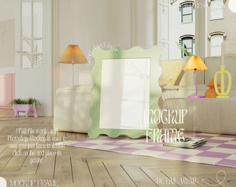 Colorful Interior Frame Mockup: Gallery Wall Art (PSD)