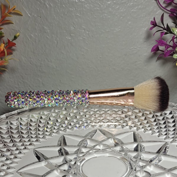 Blinged Make-up Brush Foundation Powder Make Up Applicator Glam Decor Accessory Bedazzled Glass Rhinestones Beauty Supplies Vanity Makeup