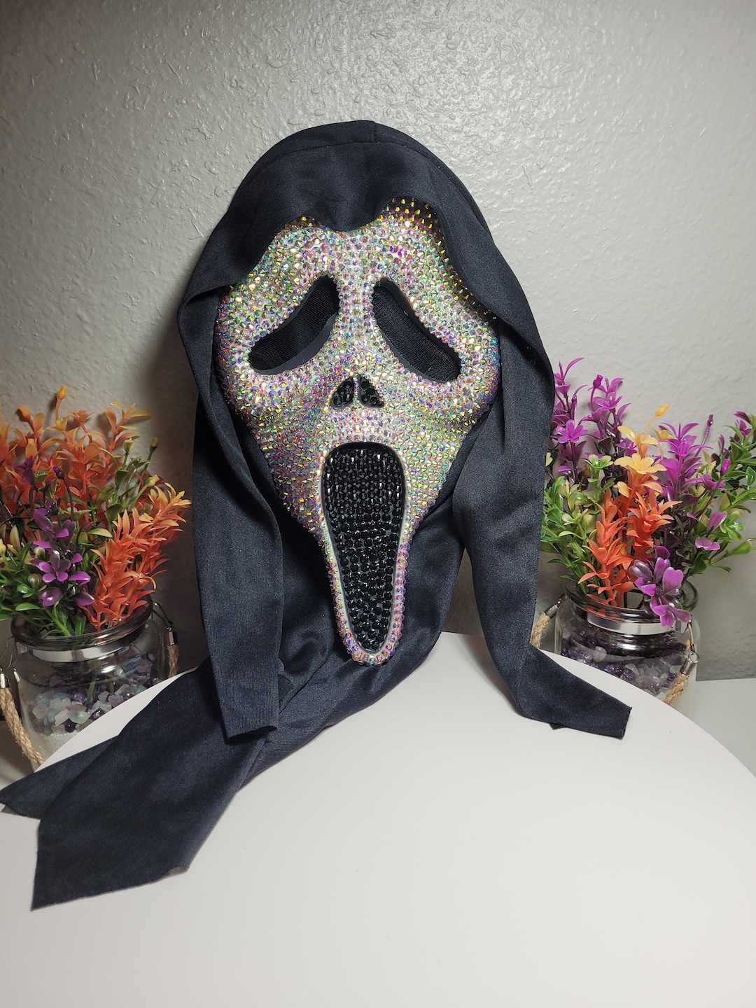 Blinged Scream Ghost Halloween Mask Bling Adult Costume Bedazzled