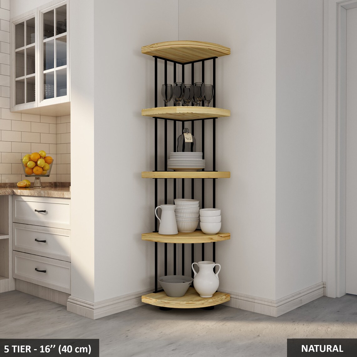 Solid Wood Corner Bookshelf Small Shelving Unit Minimalist Etsy